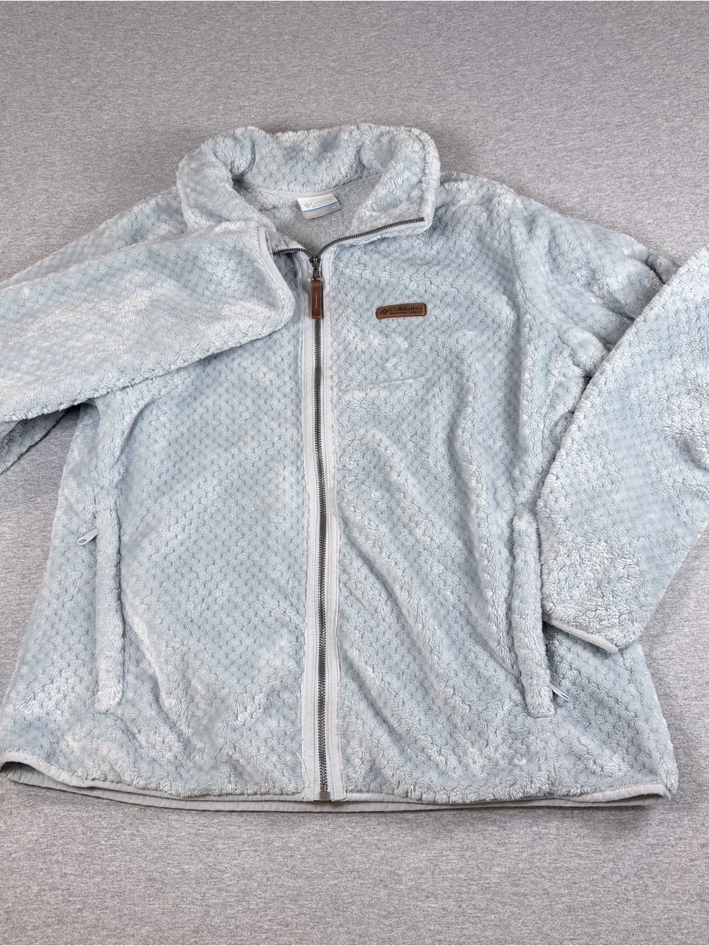 Columbia Womens XL Sherpa Lightweight Full Zip Fleece Jacket Light Blue - Picture 2 of 9